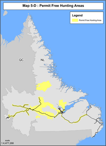 Map 5-D Permit Free Hunting Area