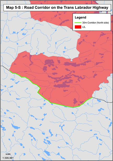 Map 5-S: Road Corridor on the Trans Labrador Highway