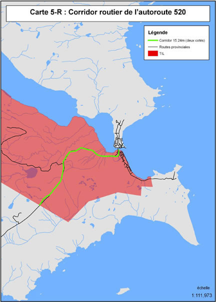 Carte 5-R : Corridor routier de l'autoroute 520