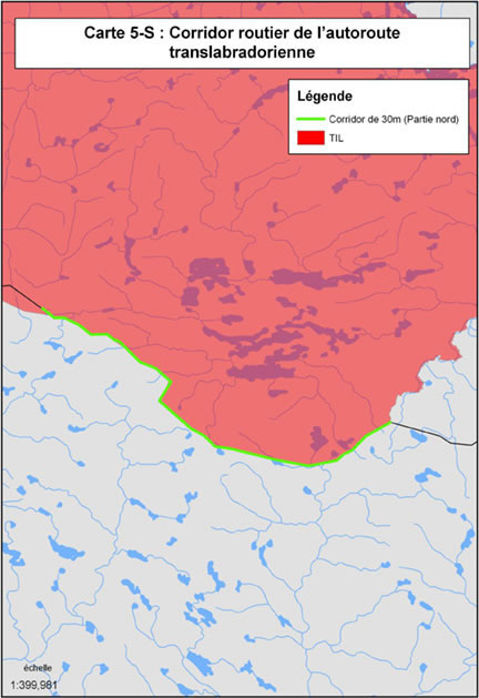 Carte 5-S : Corridor routier de l'autoroute translabradorienne