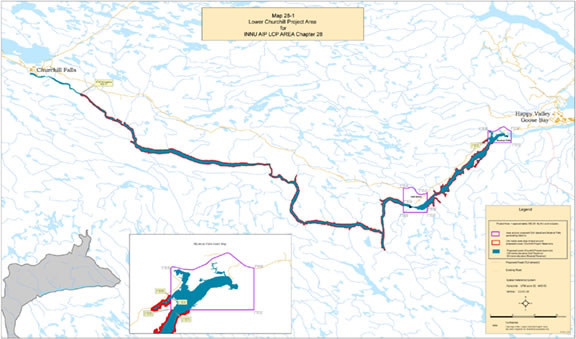 Map 28-1: Lower Churchill Project Area for Innu AIP LCP Area Chapter 28