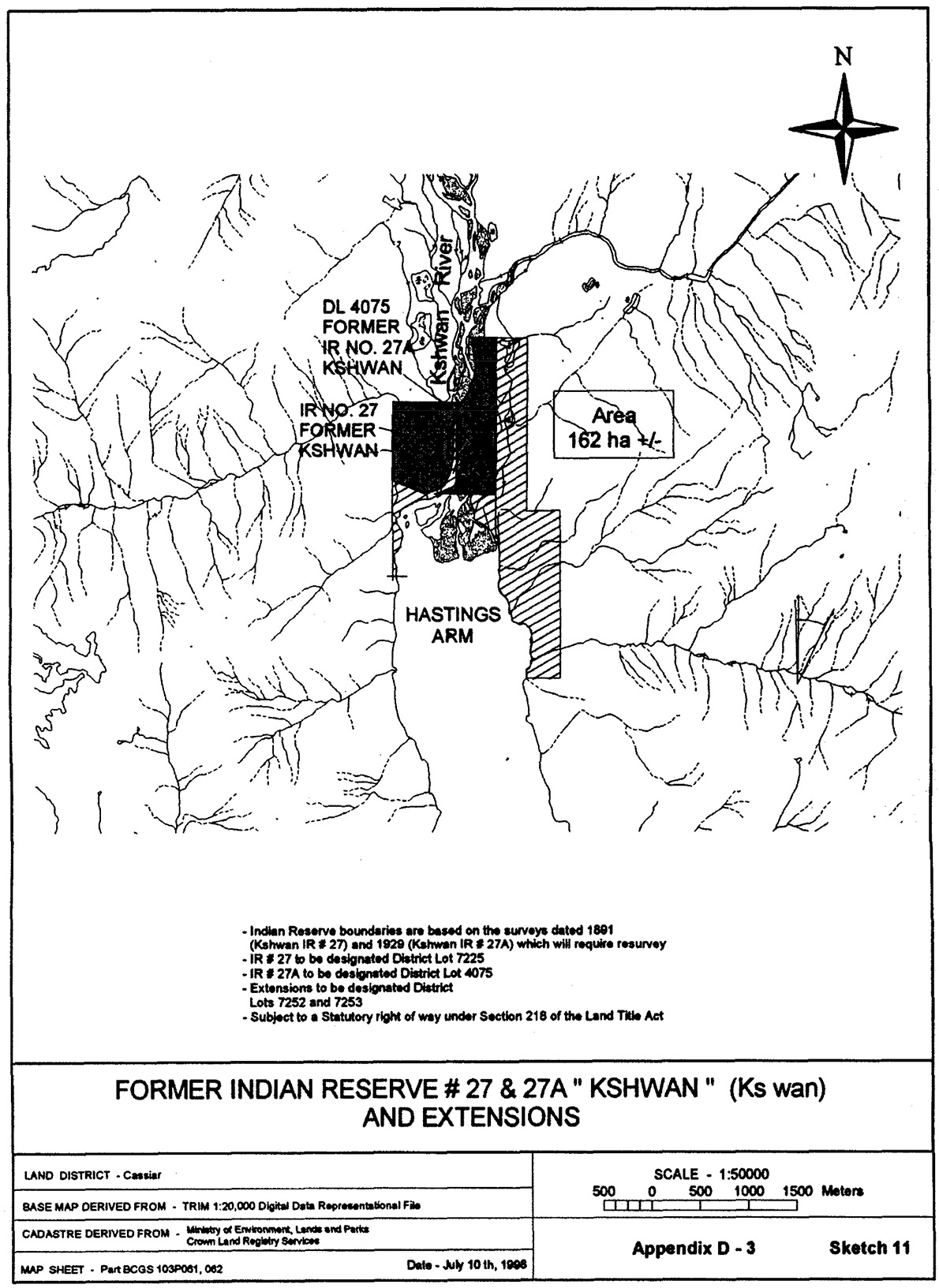 Former Indian Reserves No. 27 and 27A Kshwan (Ks wan) and extensions