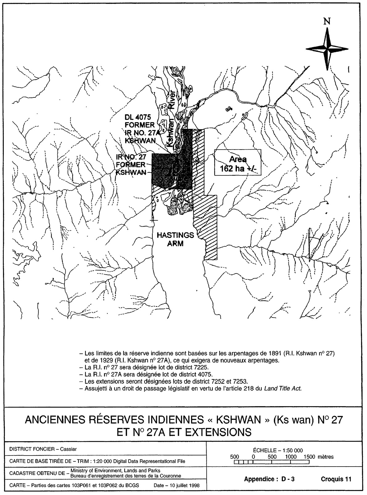 Anciennes réserves indiennes « Kshwan » (Ks wan) n° 27 et n° 27A et extensions