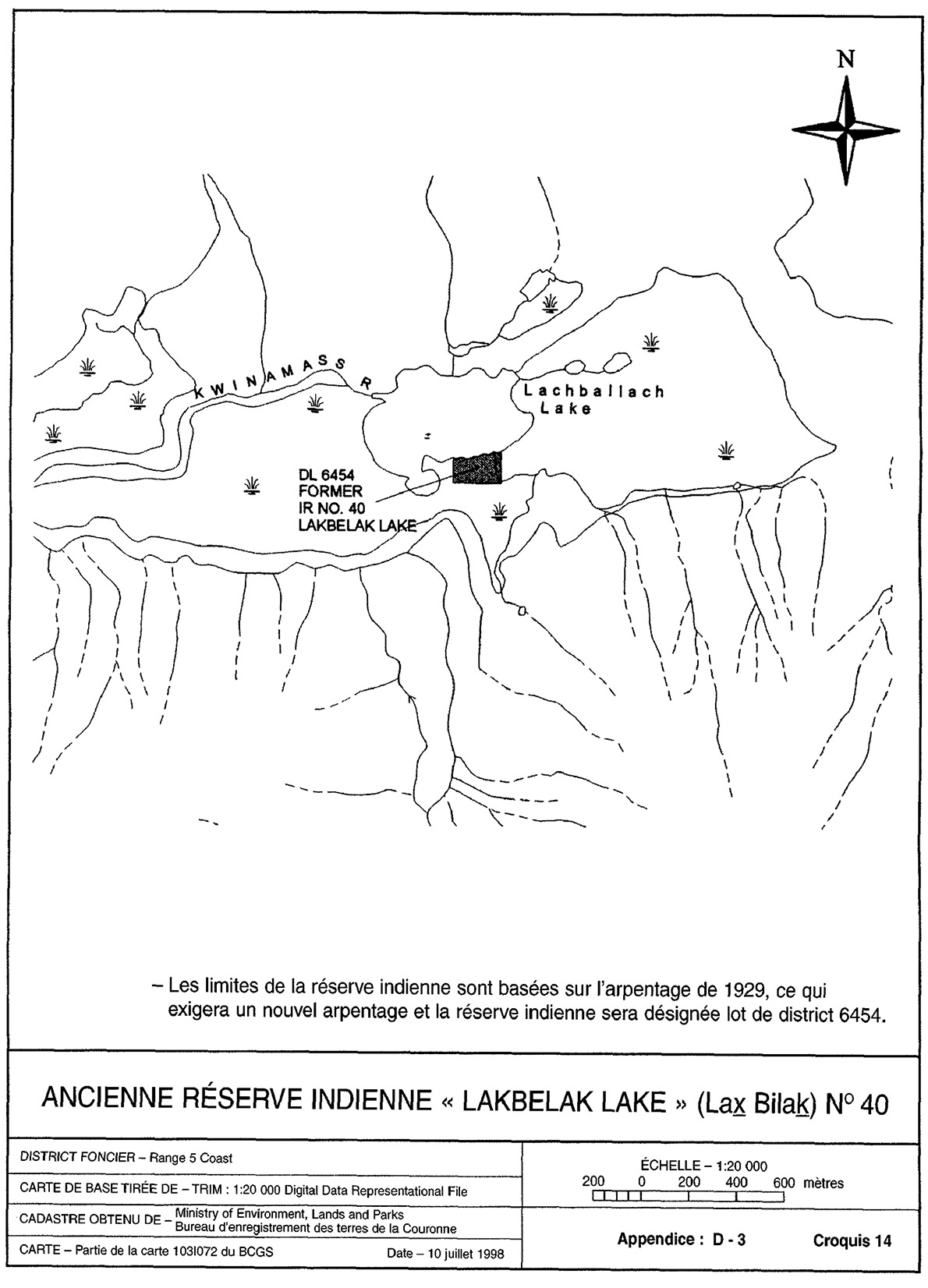 Ancienne réserve indienne « Lakbelak Lake » (Lax Bilak) n° 40