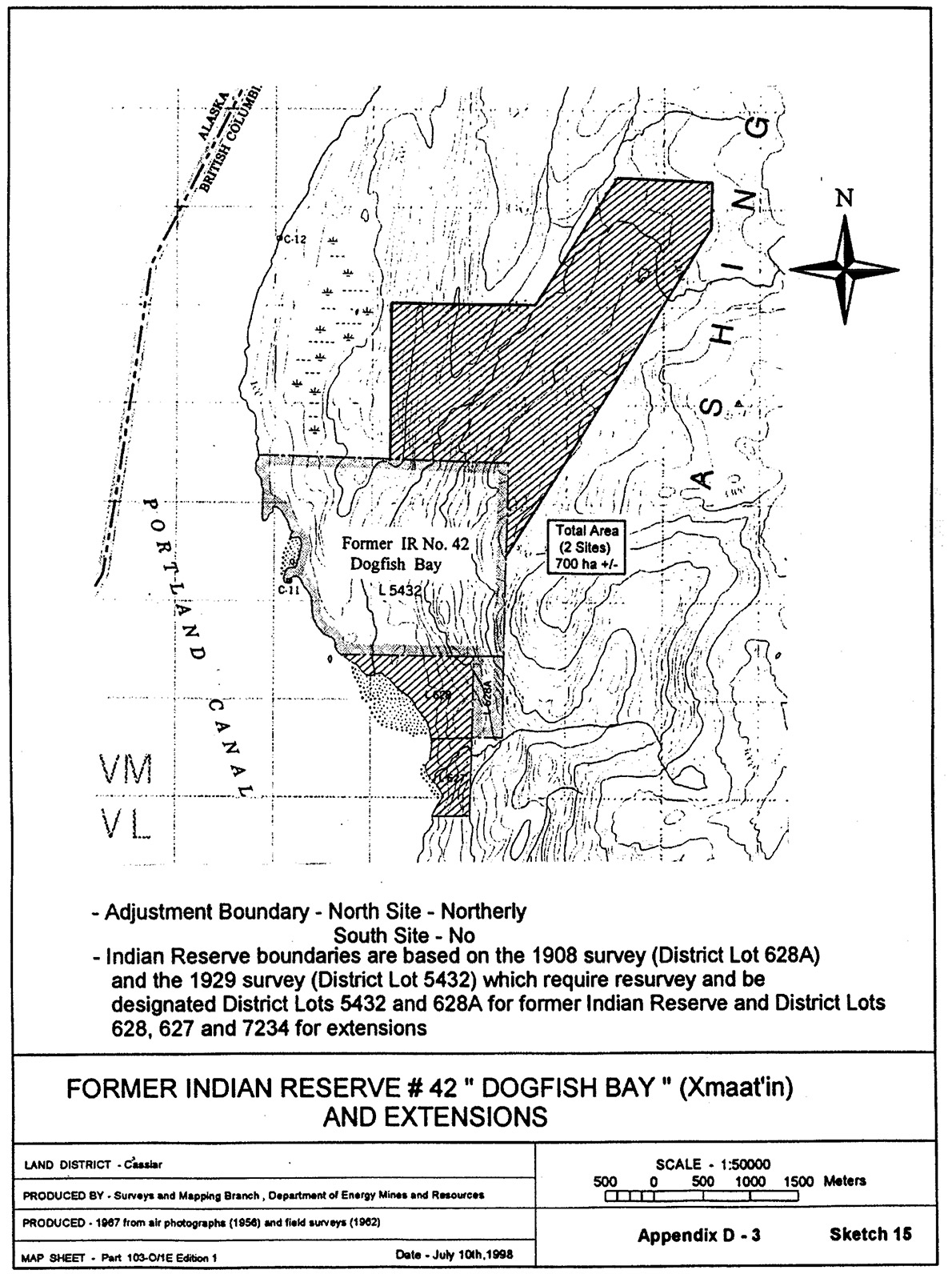 Former Indian Reserve No. 42  Dogfish Bay  (Xmaat'in) and extension