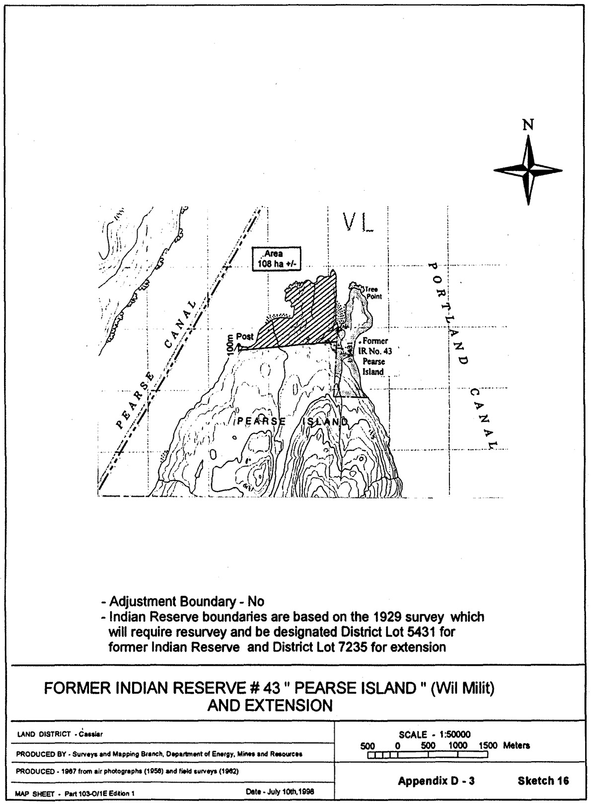 Former Indian Reserve No. 43  Pearse Island  (Wil Milit) and extension