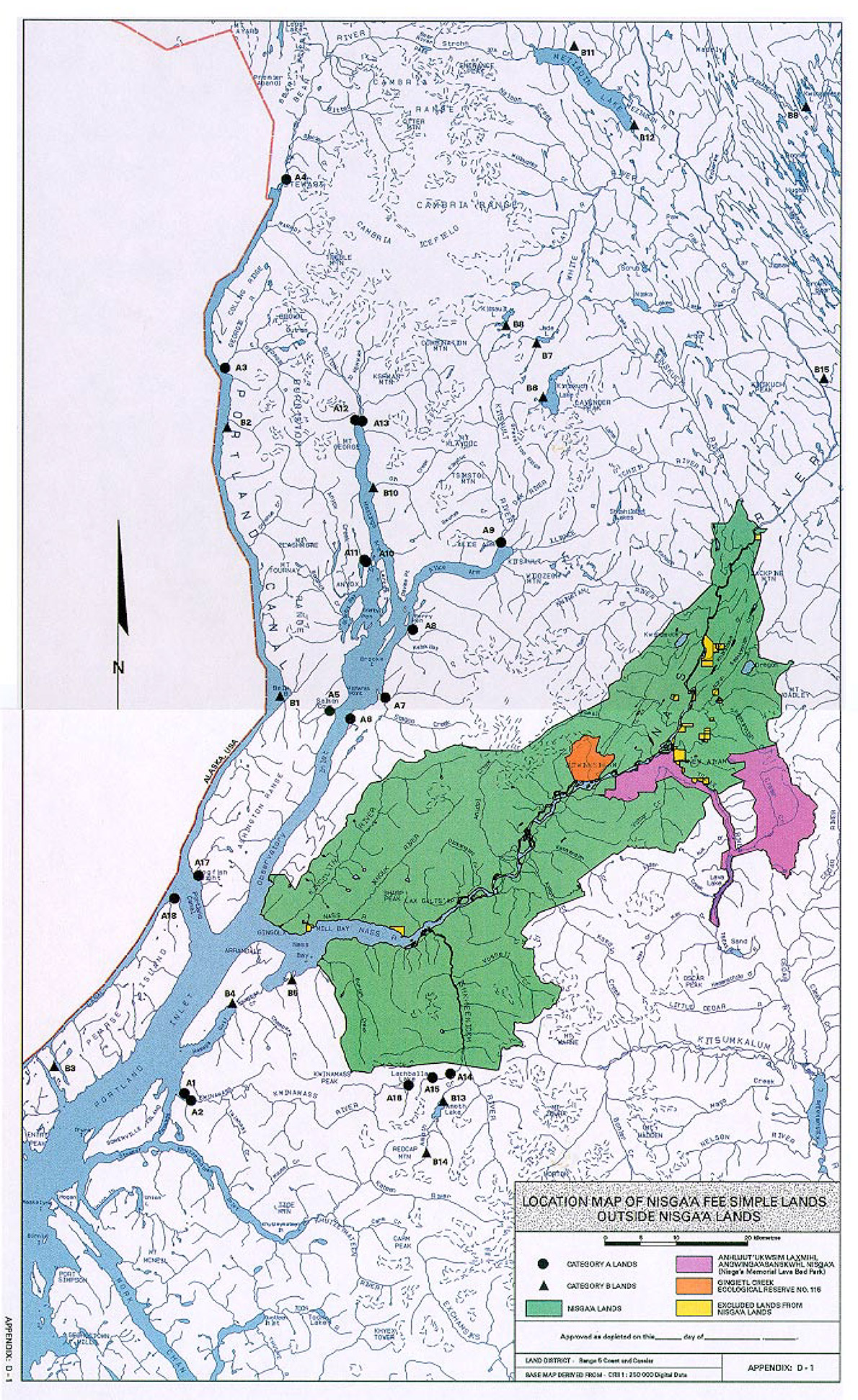 Link to a larger image of the Map of Category A and B Lands