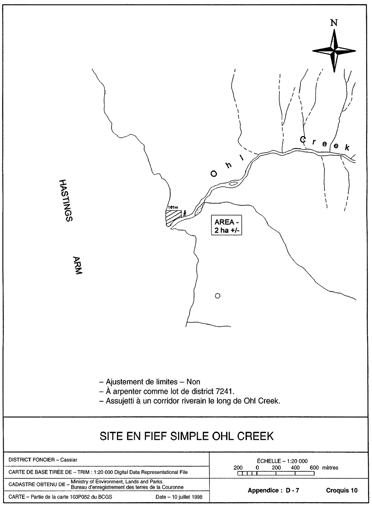 Croquis de Oh1 Creek Site