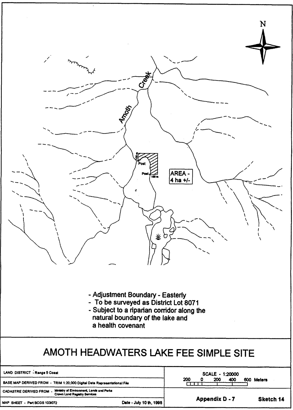 Sketch of Amoth Headwaters Lake