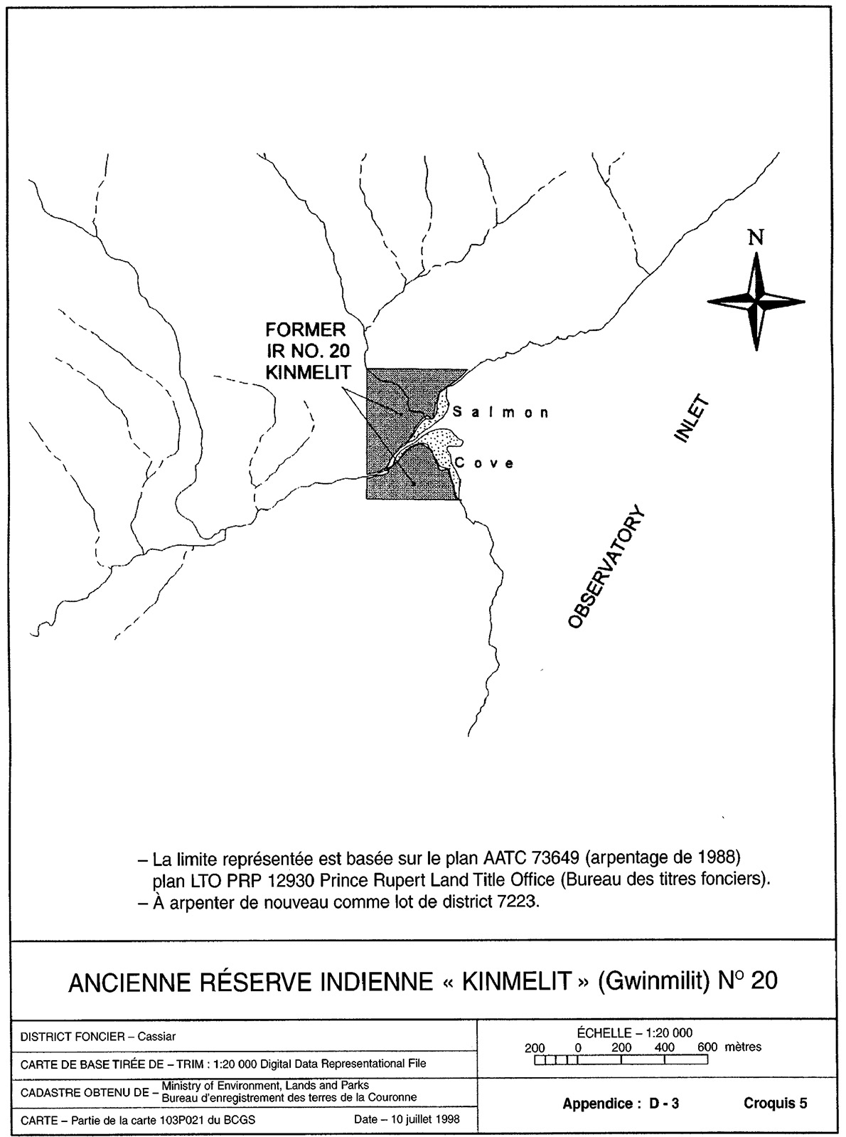 Ancienne réserve indienne « Kinmelit » (Gwinmilit) n° 20