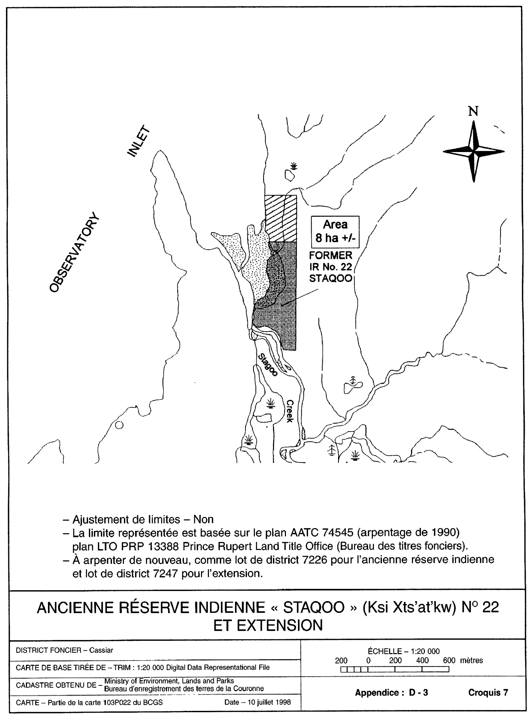 Ancienne réserve indienne « Staqoo » (Ksi Xts'at'kw) n° 22