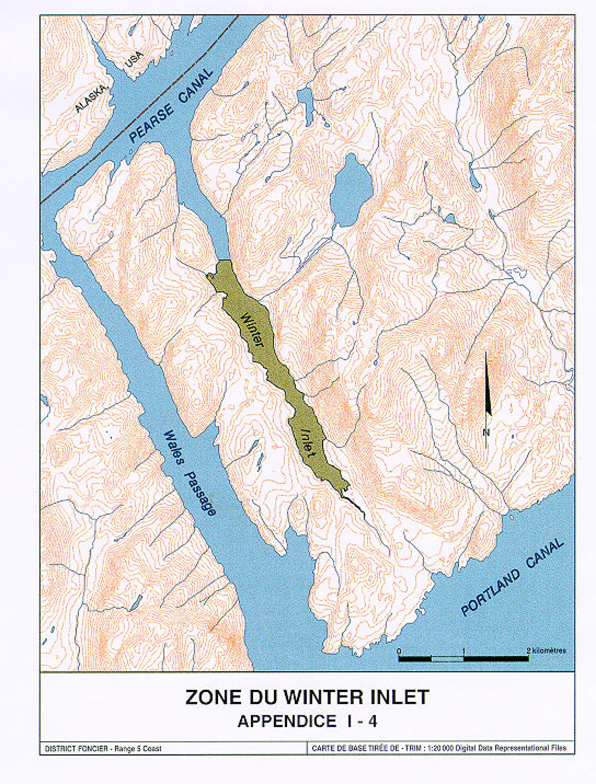 Carte de la zone de récolte de bivalves du Winter Inlet